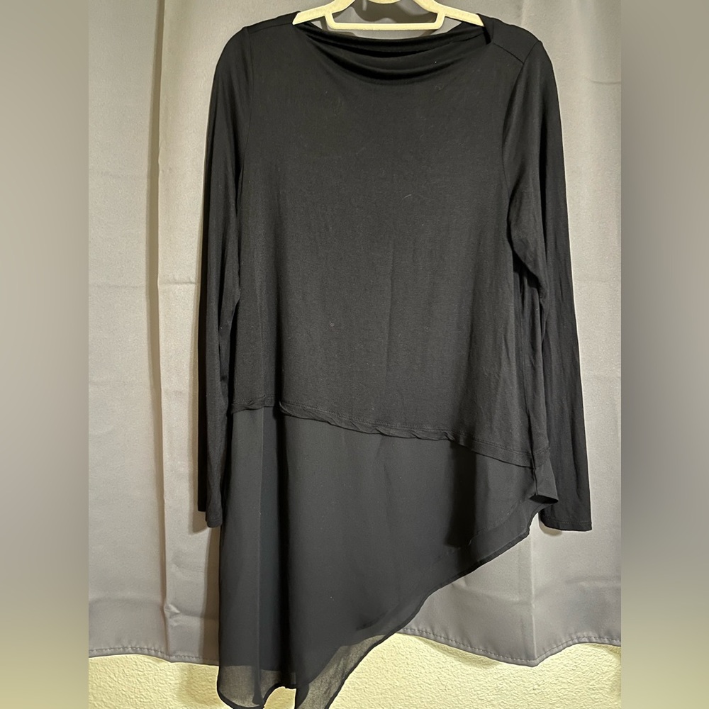 a.n.a Black Layered Asymmetric Long-Sleeve Top